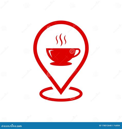 Cafe Location Icon Vector, Red Navigation Of Cafe Location Icon | CartoonDealer.com #178012528