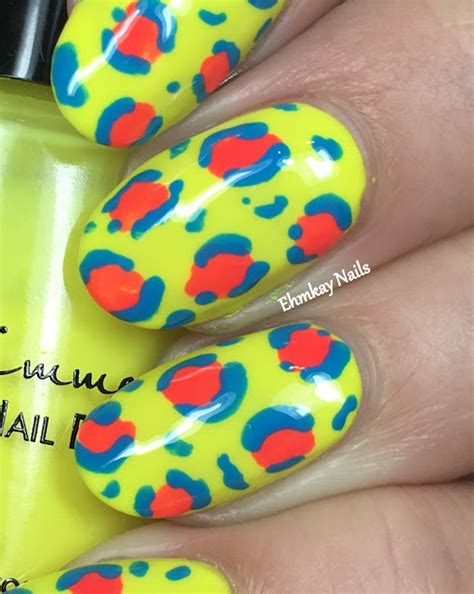 Ehmkay Nails KBShimmer Neon Leopard Print Nail Art