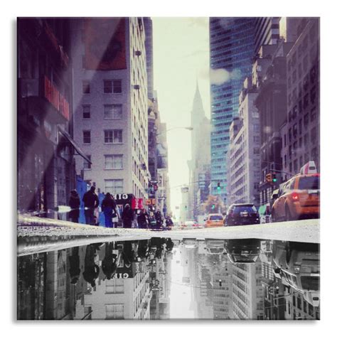 Ebern Designs Times Square In New York No Frame Print On Glass