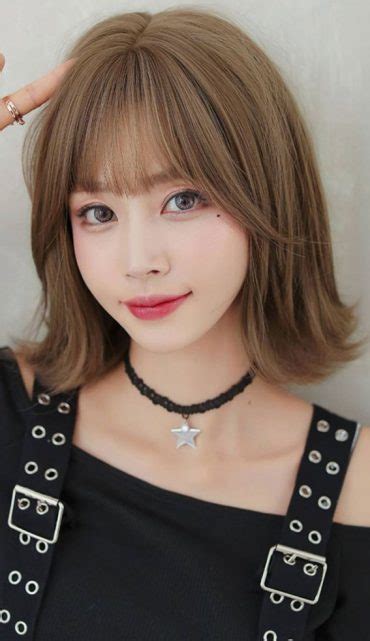 30 Cute Short Hair With Bangs Korean Style Bob Layered Ends With