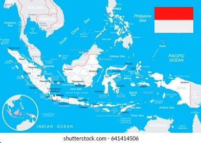 Indonesia Map Flag Highly Detailed Vector Stock Vector Royalty Free