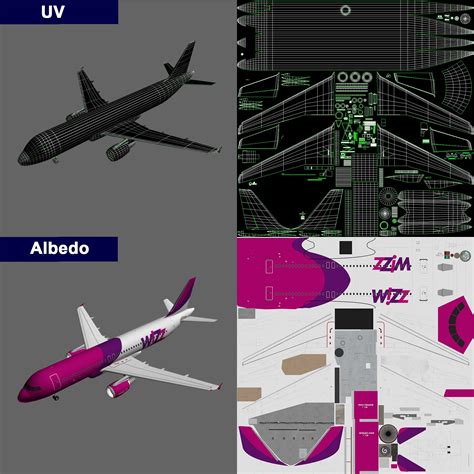 Airbus A320 Wizz Air Modelo 3D 159 3ds Fbx Obj Gltf Upk