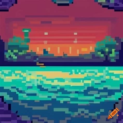 Retro Pixel Art Of An Ocean Scene On Craiyon