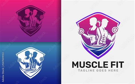 Muscle Fit Logo Design. Modern Fitness Logo with a Man and a Woman ...