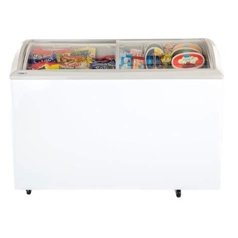 White Haier Ltrs Curved Glass Top Deep Freezer Hcf Ghc Kwh