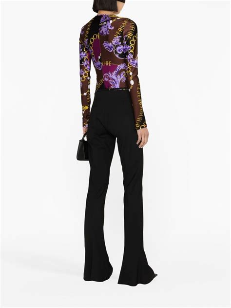 Versace Jeans Couture Logo Print Bodysuit Brown Farfetch