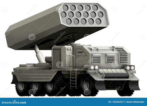 Artillery Launcher Truck Silhouette. Rocket Carrier With Nuclear Bomb ...