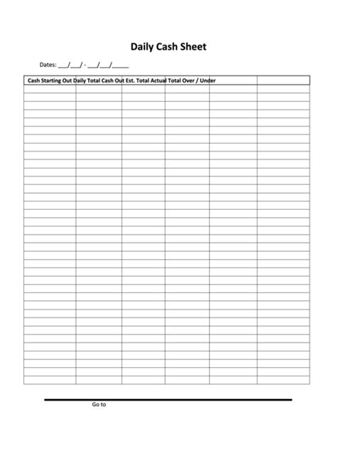 Printable Daily Cash Log Template