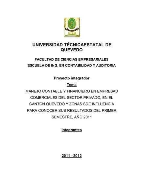 Proyecto Integrador Contabilidad Y Auditor A Hacia La Excelencia