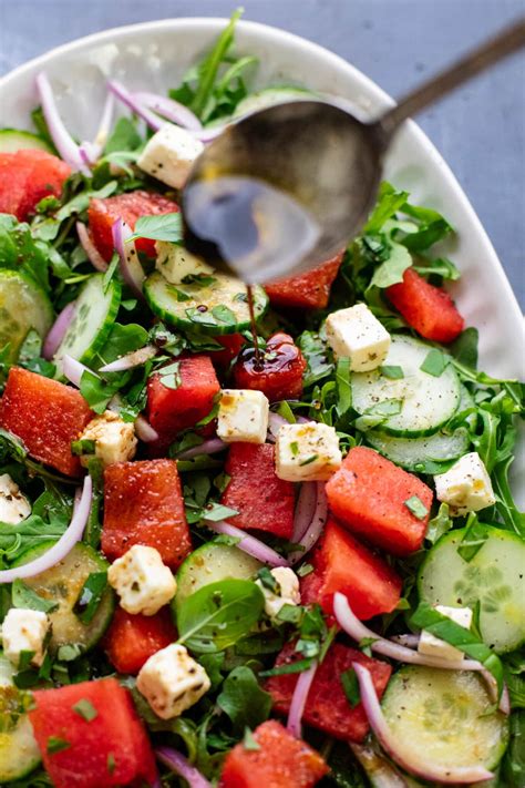 Watermelon Feta Basil Salad With Balsamic Vinaigrette A Simple Palate