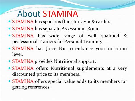 PPT - STAMINA PowerPoint Presentation, free download - ID:1664295