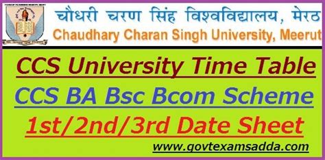 CCS University Time Table 2023 BA B.Sc B.Com Exam Scheme