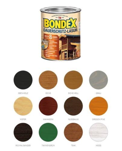 Bondex Dauerschutz Lasur 0 75 L 2 5 L Verschiedene Farben Holz