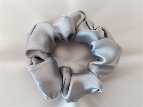 Pure Silk Hair Scrunchie Sterling Silver Charmeuse Small Etsy