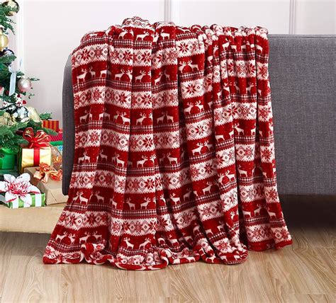 Mainstays Giant Oversized Plush Throw Blanket 60 X 72 Red Fairisle