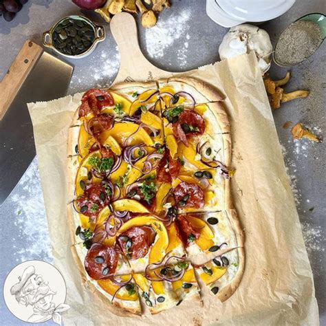 Recette Tarte flambée à la courge d Hokkaido et au chorizo