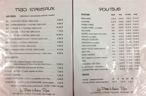 Menu Nominingue Qc S Casse Croute Chez Jojo Sirved