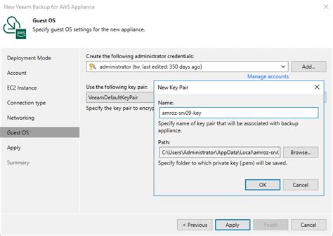 Step 7 Specify User Credentials Veeam Backup For AWS Guide