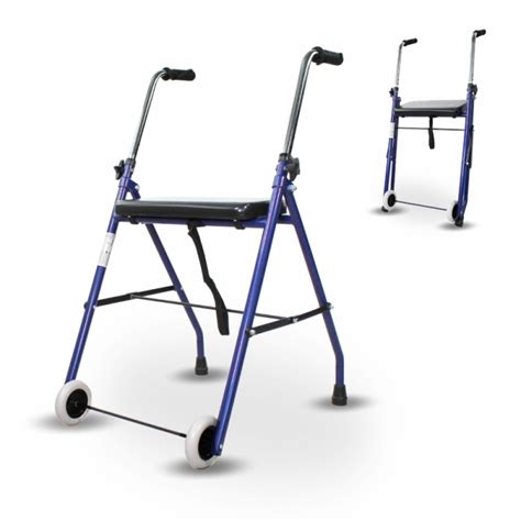 Andador Para Ancianos Plegable Asiento 2 Ruedas Azul