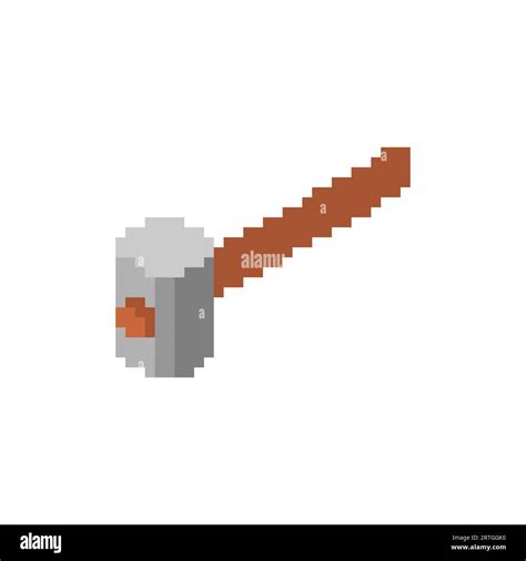 Hammer Pixel Art Isolated 8 Bit Sledgehammer Pixelated Blacksmith