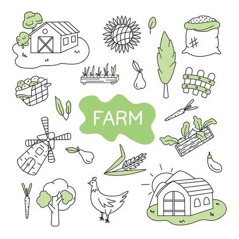 Set of vector farm illustration in doodle style. 28202691 Vector Art at ...