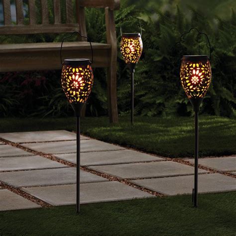 Mainstays Outdoor Solar Flickering Decor Stake Light Set Of 2 Walmart