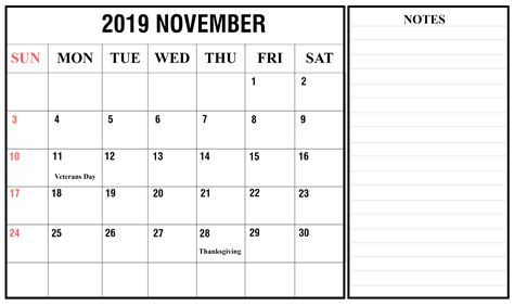 Printable November Cal