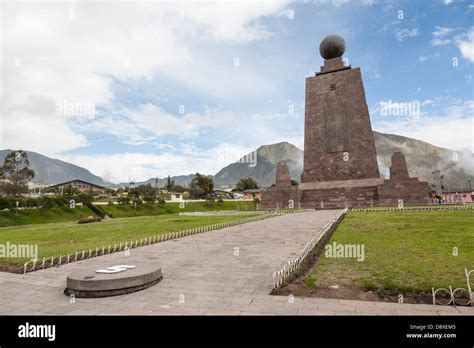 Mitad Del Mundo Monument Marking The Equatorial Line Near Quito