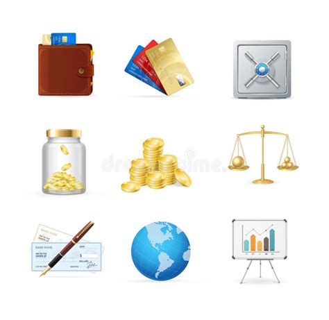 Finance Color Icon Set Vector Stock Vector Illustration Of Bank