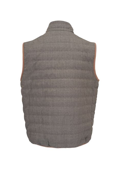 Brunello Cucinelli Gray Quilted Wool Down Vest