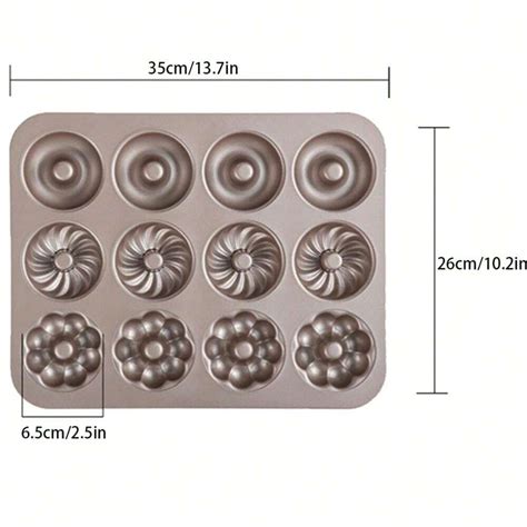 1pc 12 Cavity Non Stick Cake Mold Set With Three Different Shapes