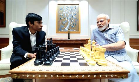 Prime Minister Narendra Modi With Indian Chess Grandmaster R Praggnanandhaa