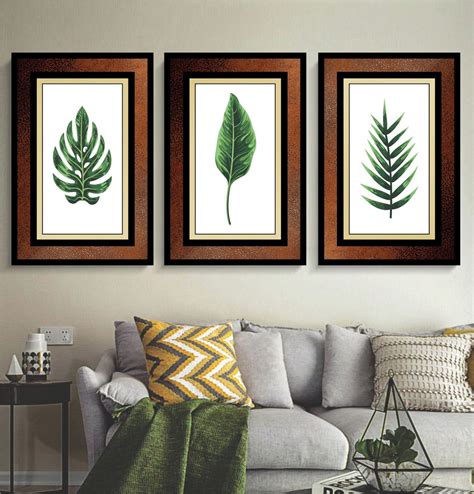 3 Quadros Decoração Costela De Adão Folhagem Verde Botânico