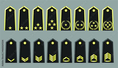 Collection of military ranks isolated on white background, vector ...