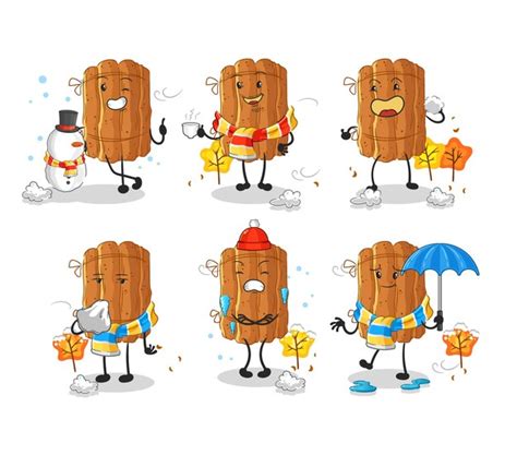 Premium Vector | Cinnamon in cold weather character mascot vector