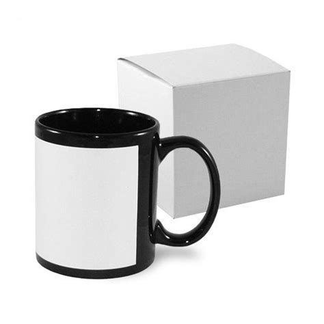 Printed Ceramic Black Patch Sublimation Mug For Office Capacity