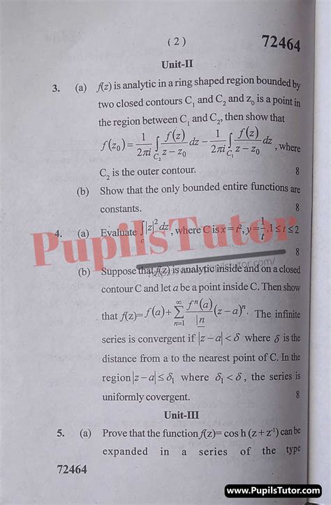 Msc Mathematics Second Semester Model Question Paper