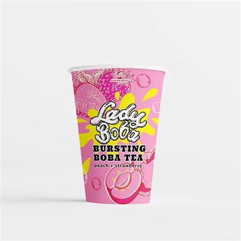 Madam Hong 500ml Cup Mixed Peach Strawberry Bursting Boba Bubble Tea