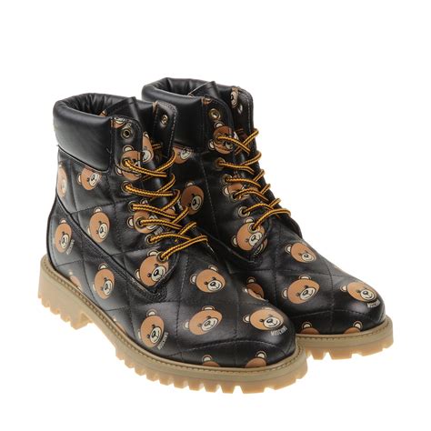 Moschino Teddy Bear Quilted Hiking Boots In Black Lyst