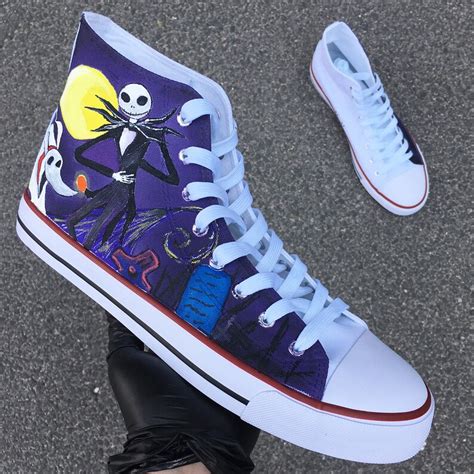 Jack And Sally Custom Sneaker Hand Painted Canvas Shoe The Etsy