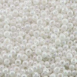 Preciosa Czech Glass Seed Bead White Opaque Rainbow Boundless Beads