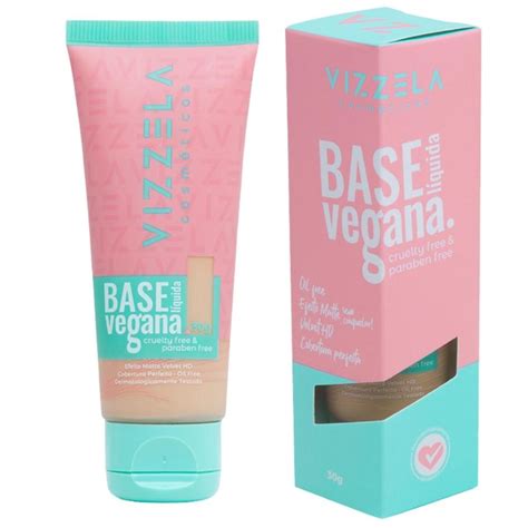 Base Líquida Facial Vizzela Vegana Efeito Matte Velvet Hd 30g Submarino