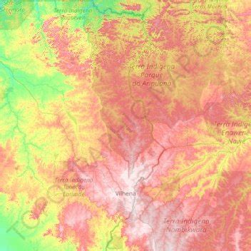 Mapa topográfico Vilhena altitude relevo