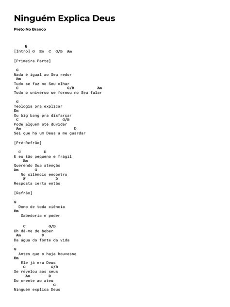 Letra Ninguem Explica Deus - Letra da Música "Ninguém Explica Deus" | PDF