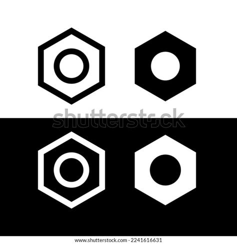 Collection Nut Icons Symbol Fasteners Construction Stock Vector