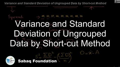 Variance And Standard Deviation Of Ungrouped Data By Short Cut Method