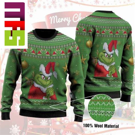 The Naughty Grinch In Santa Suit Unique Ugly Christmas Sweater 2023 Masteez