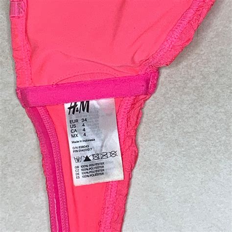 H M Neon Pink Strapless Bandeau Bikini Top Size 4 Swim EBay