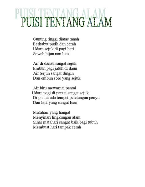 detail contoh puisi tentang alam  anak sd koleksi nomer