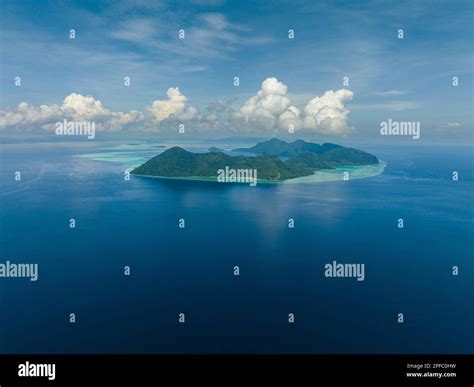 aerial view  tropical islands   tun sakaran marine park sabah